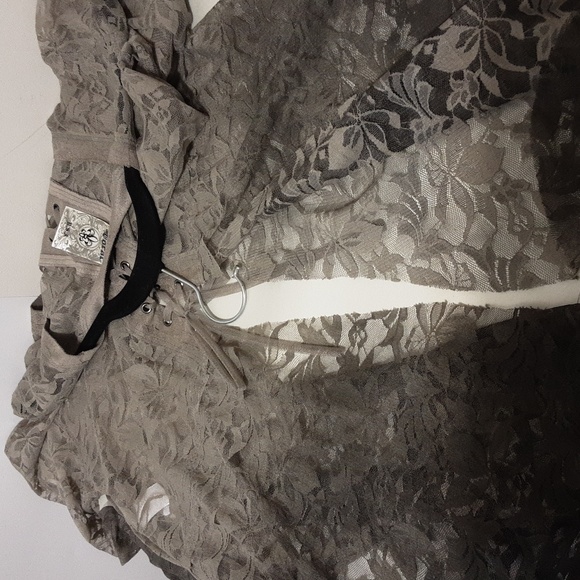 Vocal USA Women's S Open Ruffles Front Floral Lace Summer Cardigan - Picture 14 of 14